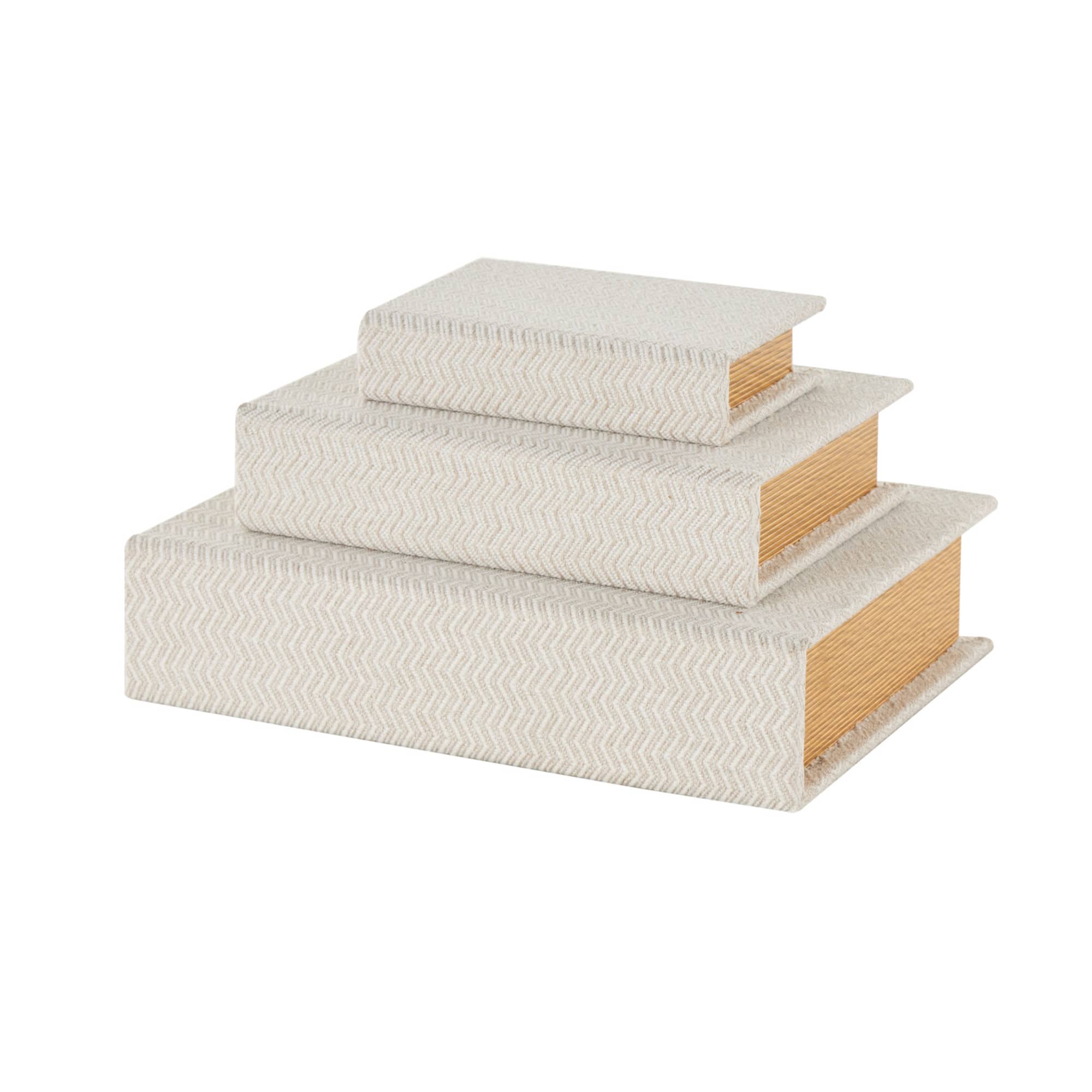 Cream Fabric Storage Book Box Set